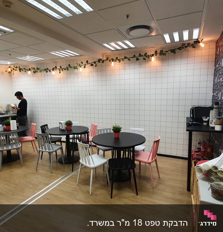 קיר עם טפט עיצובי של תפריט קפה ומשקאות